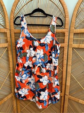 GAP Floral Linen Mini Dress in Orange, White & Blue